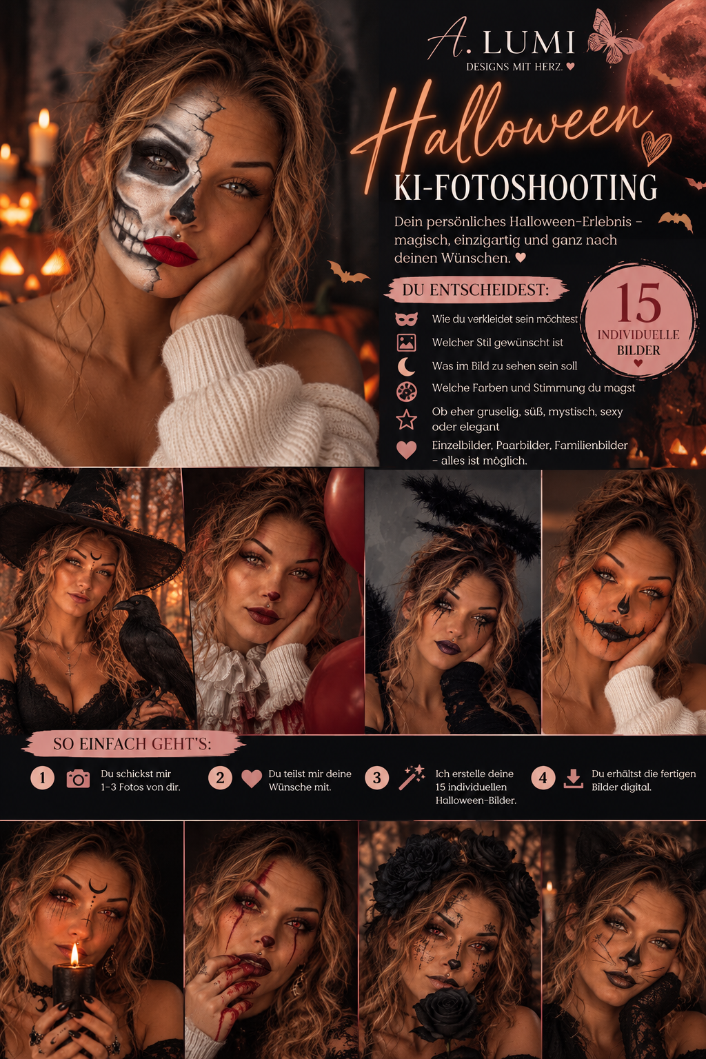 A.LUMI Halloween Magic 🎃 | Dein persönliches KI-Fotoshooting – 15 Bilder